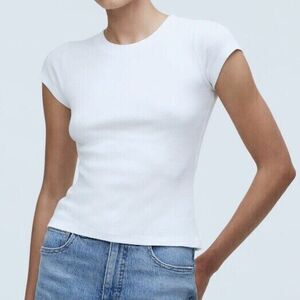 Madewell Top Womens Size XXS White Supima Rib Tee Shirt Short Sleeve T-shirt NWT